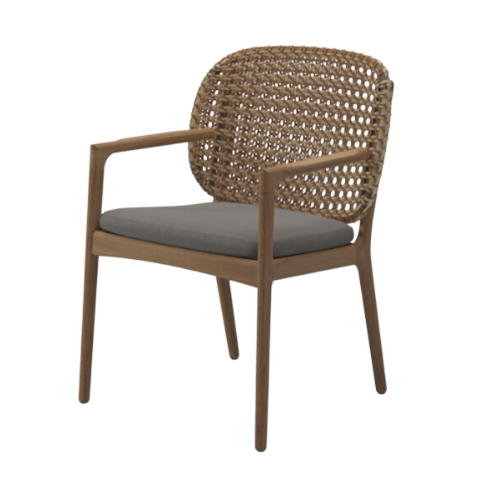 Gloster Kay dining chair, teak/brindle,incl kussen Cat. B