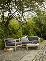 Virkelyst stoel teak met kussen charcoal