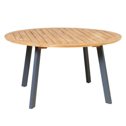 Diana tafel teak rond 145cm - poten alu antraciet
