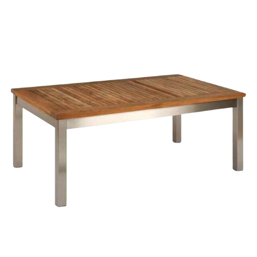 Equinox koffietafel 101x59 cm. rvs/teak