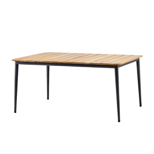 Core eettafel frame lava teak top 160 x 90 cm.