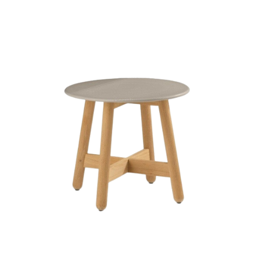 Mbrace side table rond 50cm. teak/ceramic taupe