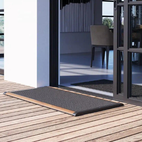 Rizz deurmat 120 x 70 cm, antraciet/teak