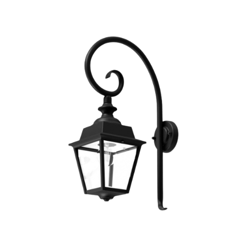 Roger Pr. PV1 wandlamp hangend, zwart met helder glas