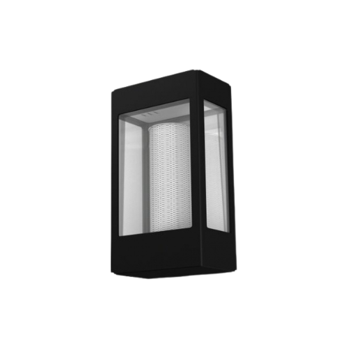 Roger Pr. Tetra wandlamp bew. melder, zwart met helder glas