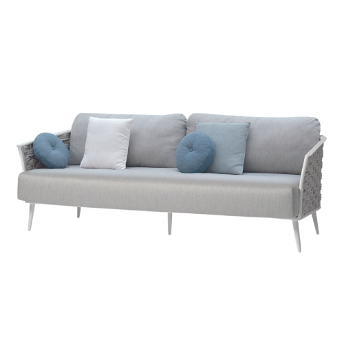 Cascade sofa, white frame + silver rope