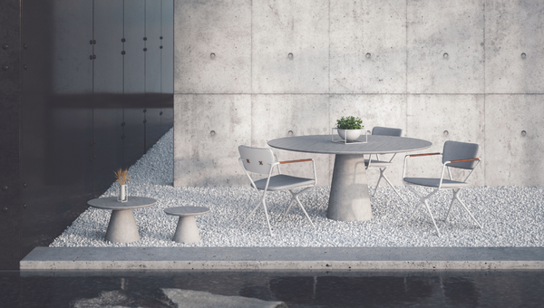 Conix dining table rond 120, blad ceramic bianco staturio