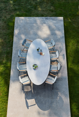 Exes dining table 320 x 140, alu  black/blad cer. bianco sta