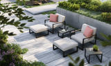 Ninix lounge aluminium footstool - zwart/zwart