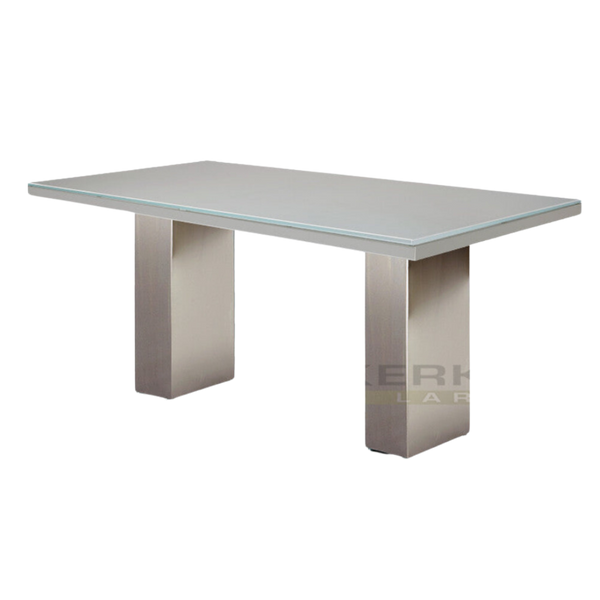 Doble tafel Glas cendre met frame rvs