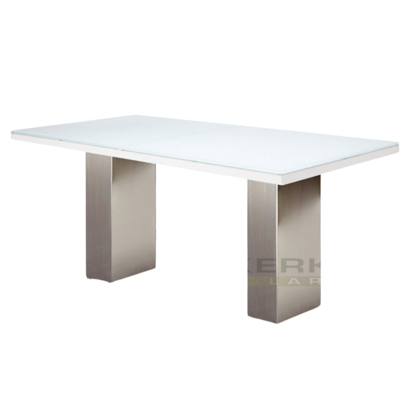 Doble tafel Glas wit met frame rvs