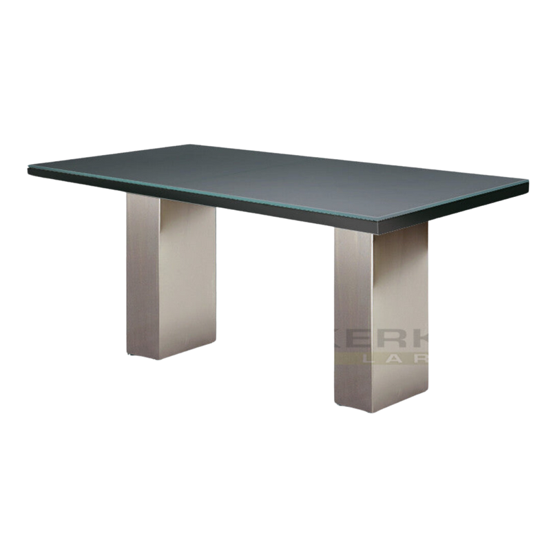 Doble tafel Glas zwart met frame rvs