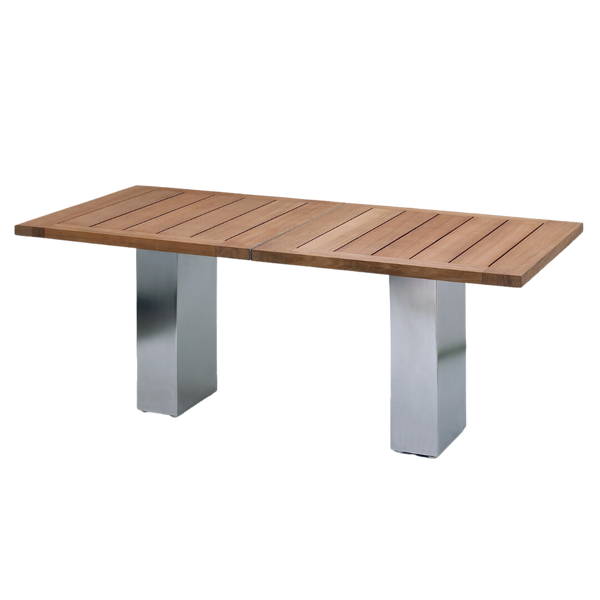 Doble tafel teak met rvs frame