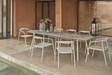 Minus dining table 280x85 fr. lava/blad cer. travertin geo