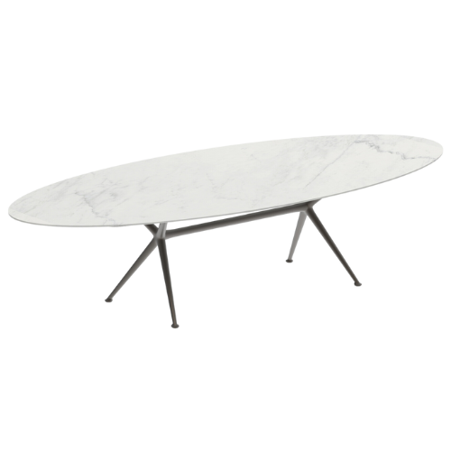 Exes dining table 320 x 140, alu  black/blad cer. bianco sta