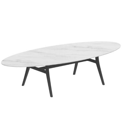 Zidiz dining table 320 x 140, alu black/cer.  Bianco statuar