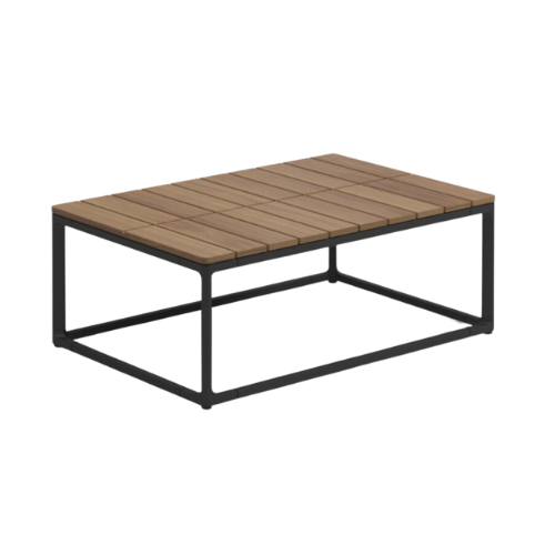 Maya coffee table 50 x 75, frame meteor, teak top