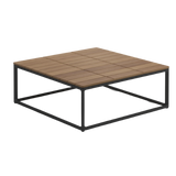 Maya coffee table 75 x 75, frame meteor, teak top