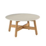 Mbrace coffeetable rond 70cm. teak/ceramic chalk