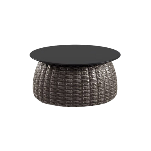 Porcini bijzettafel woven rond 61 cm. Marrone /black ceramic