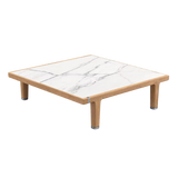 Sealine coffeetable 90 x 90 teak frame /white marmi blad