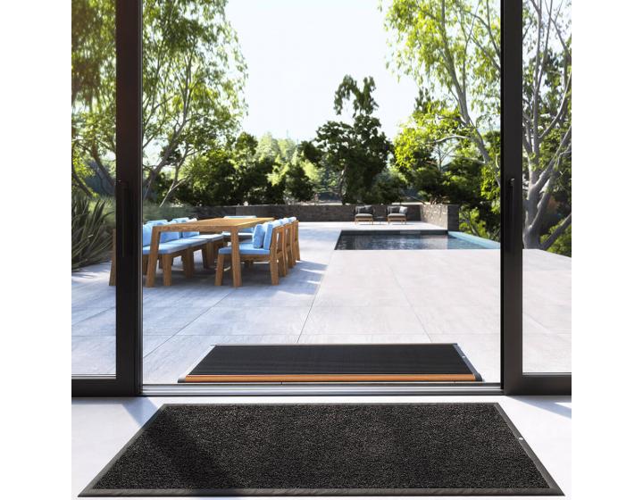 Rizz deurmat 120 x 70 cm, antraciet/teak