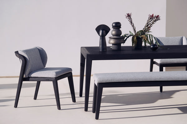 Sunrise dining side chair, teak scuro/textilene black
