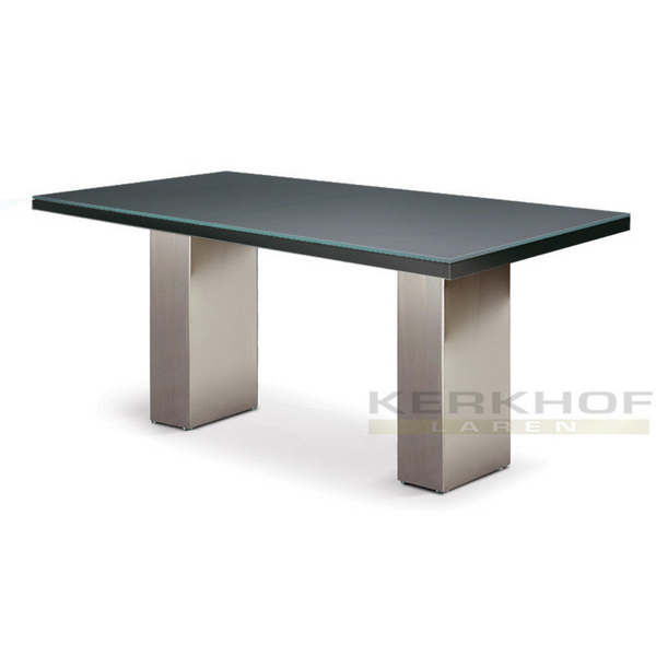 Doble tafel Glas zwart met frame rvs
