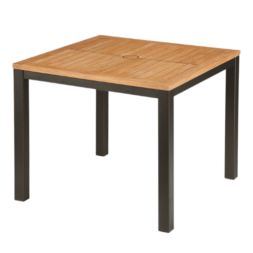 Aura tafel vierkant 90x90 cm. graphite/teak