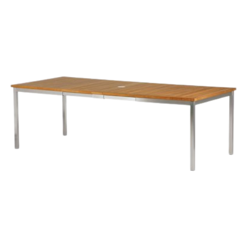 Equinox uitschuifbare tafel 151/228x100 cm. rvs/teak