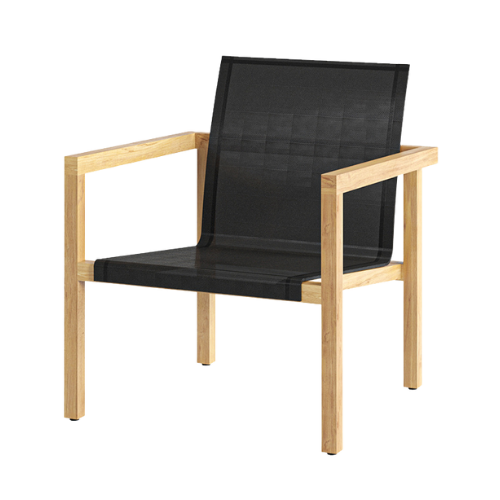 Traditional Teak Noah lounge chair/zwart
