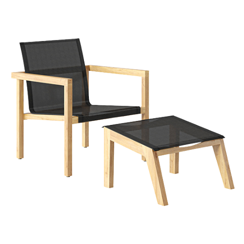 Noah lounge footstool/zwart