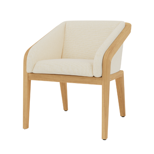 Sunrise dining arm chair, teak brushed/fabric salty white