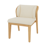 Sunrise dining side chair, teak brushed/fabric salty white