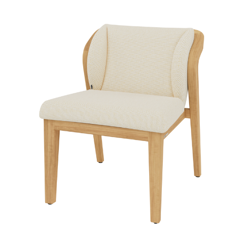 Sunrise dining side chair, teak brushed/fabric salty white