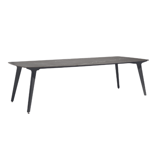 Torsa tafel 264x118,frame br.teak nero, top cer.marble black
