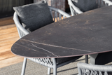 Lexx high dining tafel 320x100x95cm. Frame alu bronze Top Re