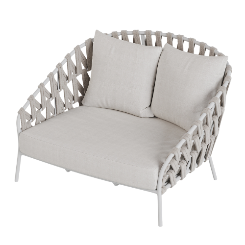 Santa Cruz loveseat white-taupe incl. zit+rugkussen AW dune