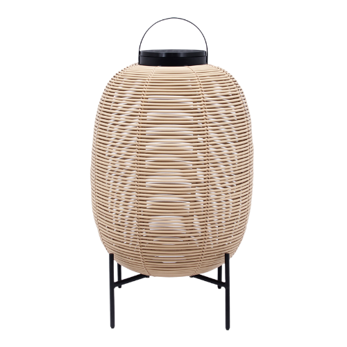 Tika lantern, 69 cm. h, black/black wicker, steel base