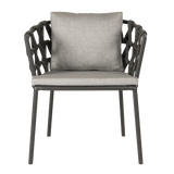Leo dining chair aluminium/rope, lava incl. kussen Sanane zi
