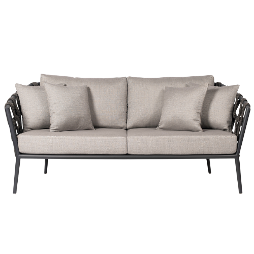 Leo lounge sofa 2S aluminium/rope, lava incl. kussen Savane