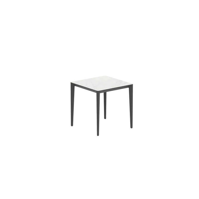 U-Nite tafel 75 x 75 frame zwart blad Cer. Bianco statuario