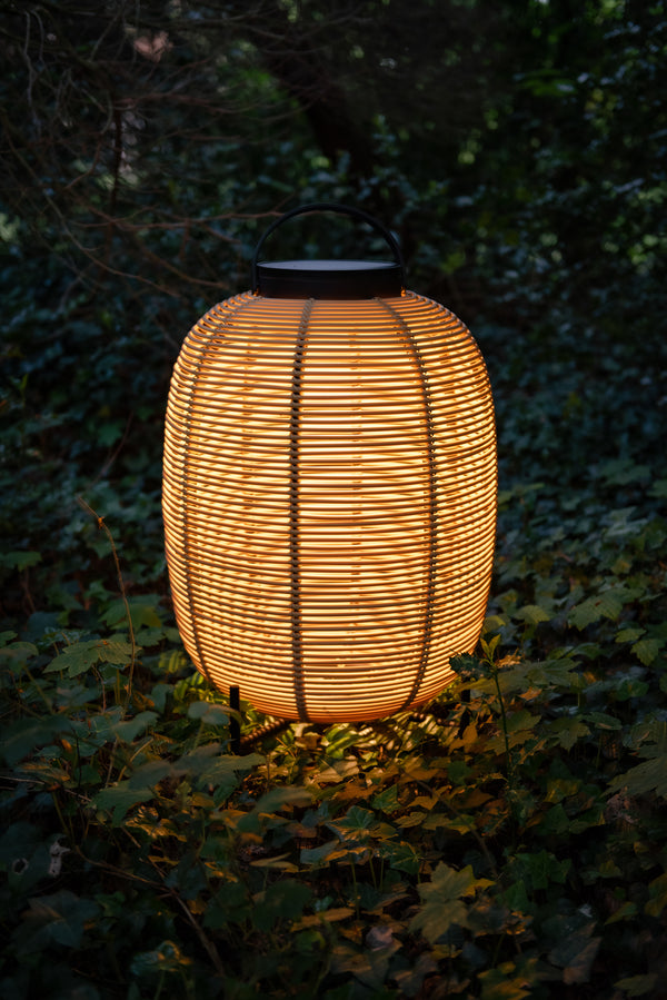 Tika lantern, 69 cm. h, black/black wicker, steel base