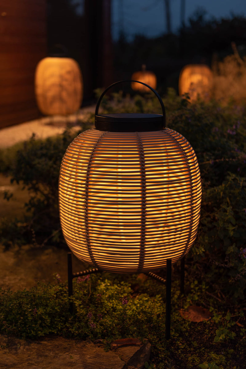 Tika lantern, 59 cm. h, black/black wicker, steel base